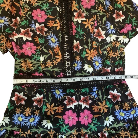 Alexia Admor Lace Trim Fit And Flare Floral Short Sleeve Dress Size 12 - Picture 9 of 15